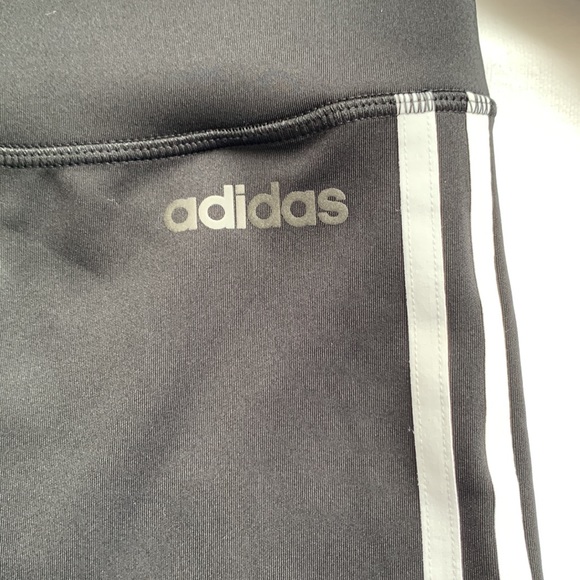 ADIDAS Women's Design 2 Move 3 Stripes 3/4 Tights Black and White Stripe Small - Picture 8 of 11